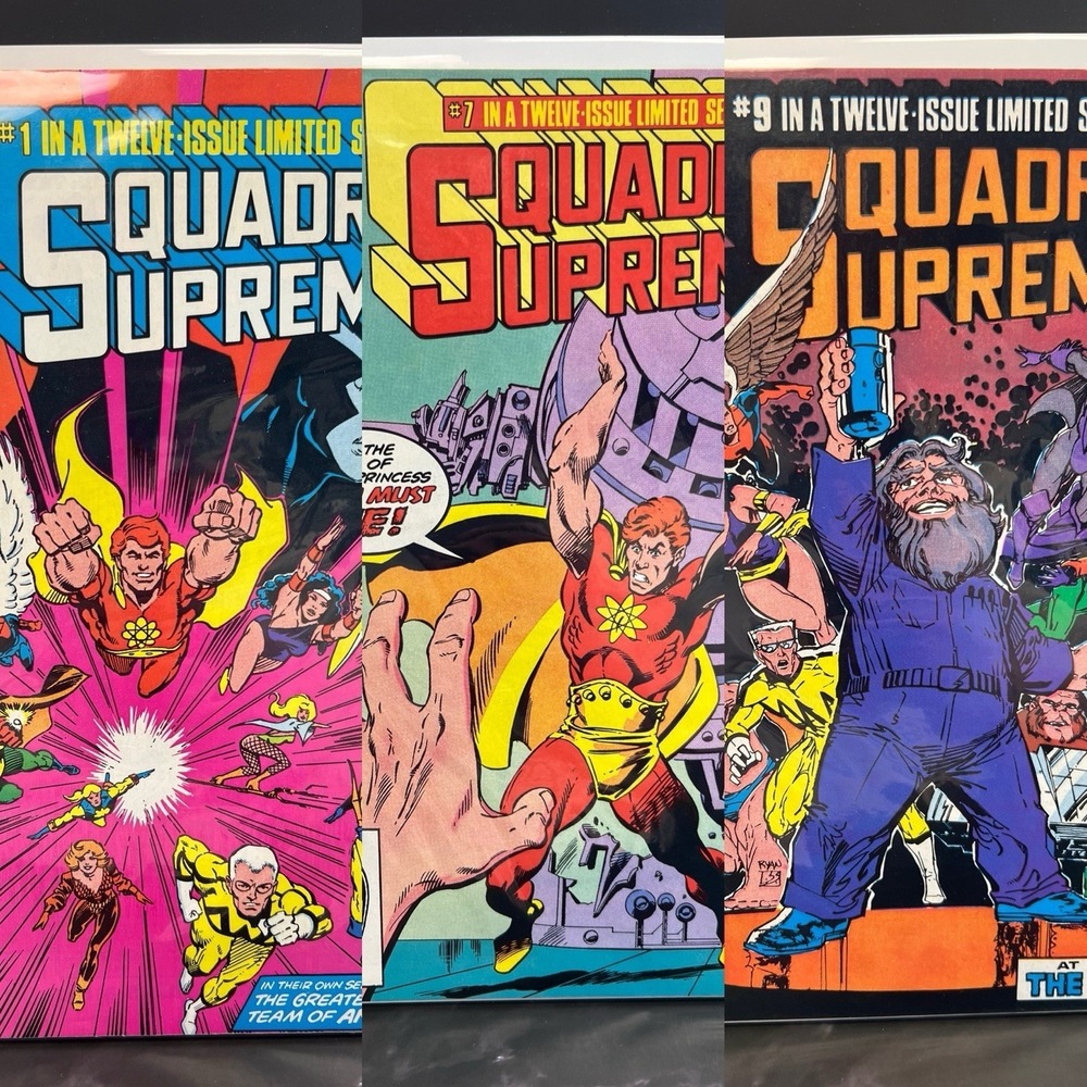 Lot If 3 Squadron‎ Supreme Limited Series Marvel 1985 Rubinstein Cover Newsstand